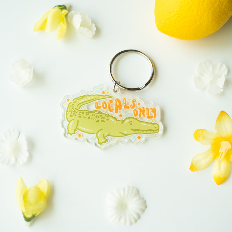 Locals Only Alligator Illustration Keychain