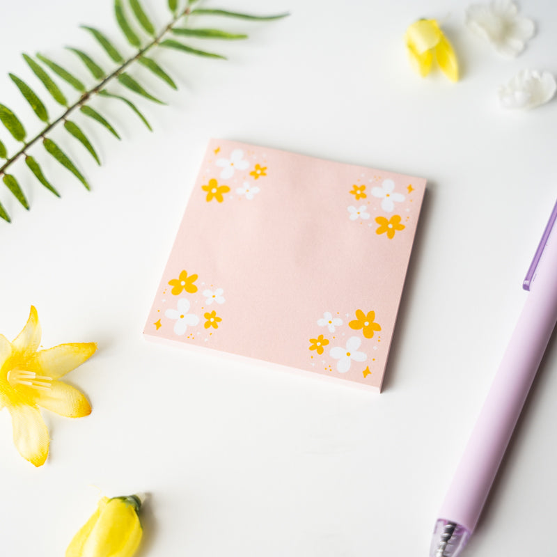 Pink Daisy Sticky Note Pad