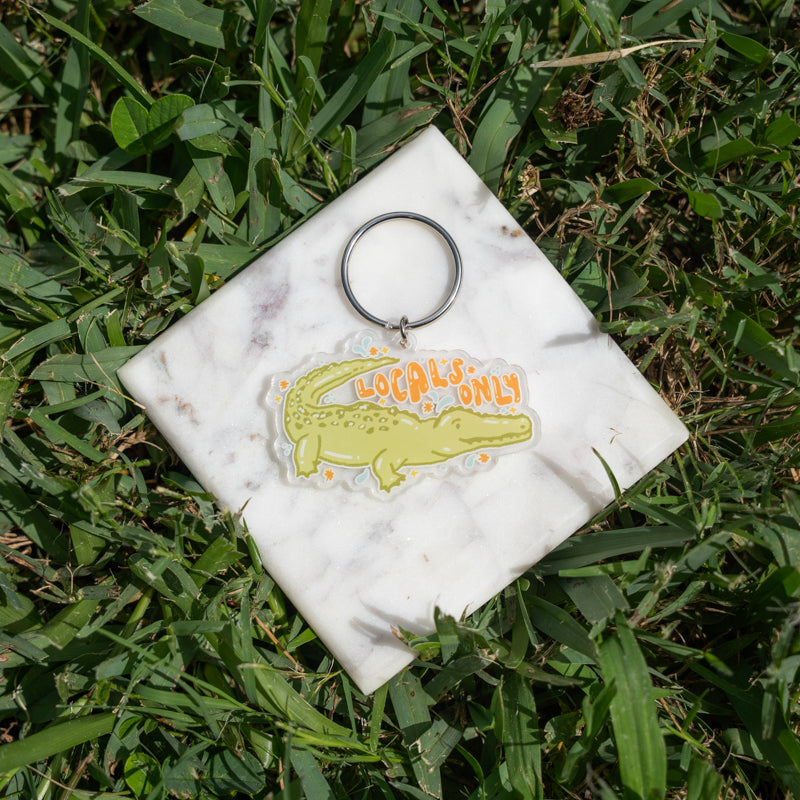 Locals Only Alligator Illustration Keychain