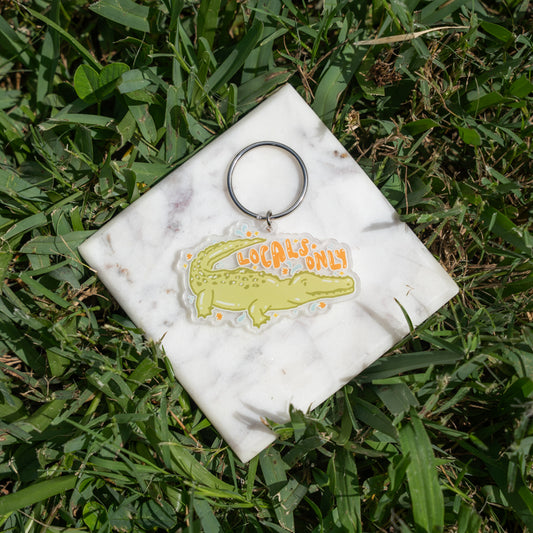 Locals Only Alligator Illustration Keychain