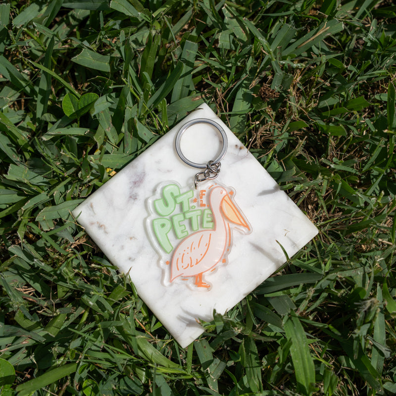 St. Pete Florida Pelican Keychain